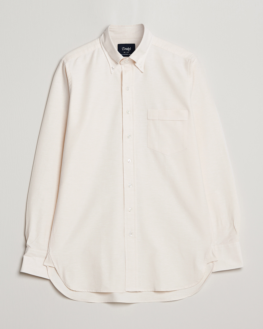 Uomini | Camicie | Drake's | Button Down Oxford Shirt Cream