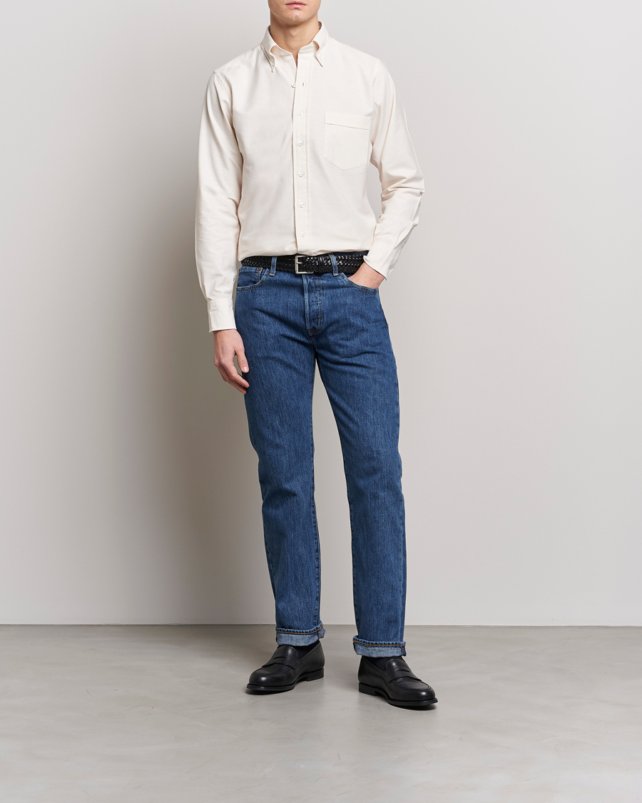 Uomini | Camicie | Drake's | Button Down Oxford Shirt Cream