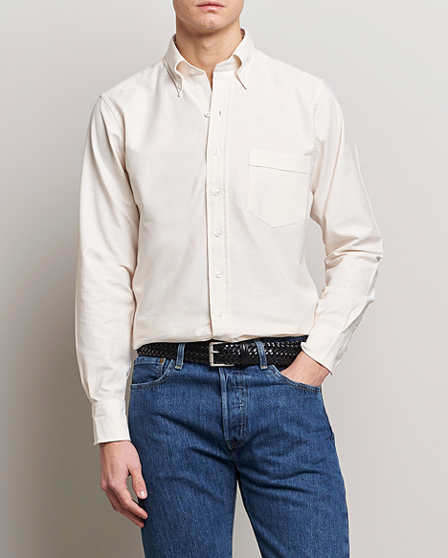 Uomini | Camicie | Drake's | Button Down Oxford Shirt Cream