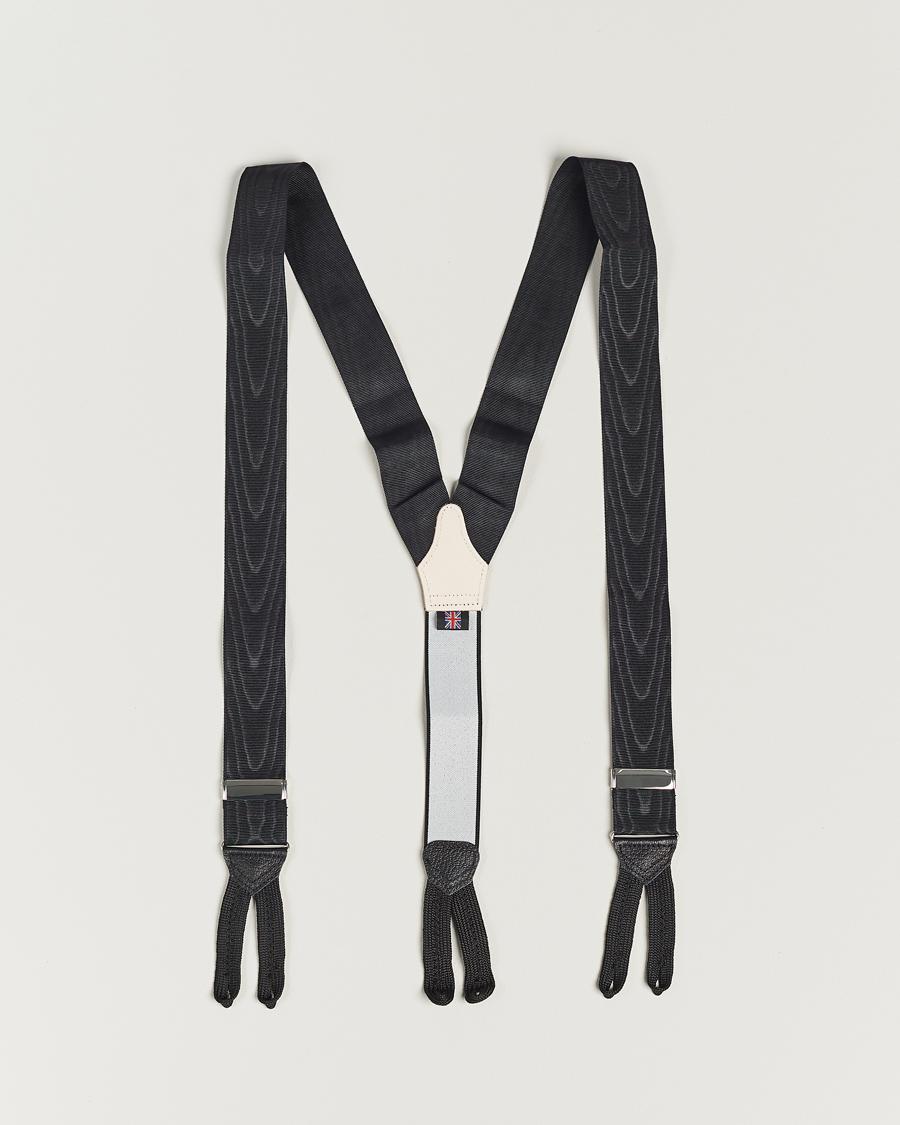 Uomini | Albert Thurston Moiré Braces 40mm Black | Albert Thurston | Moiré Braces 40mm Black