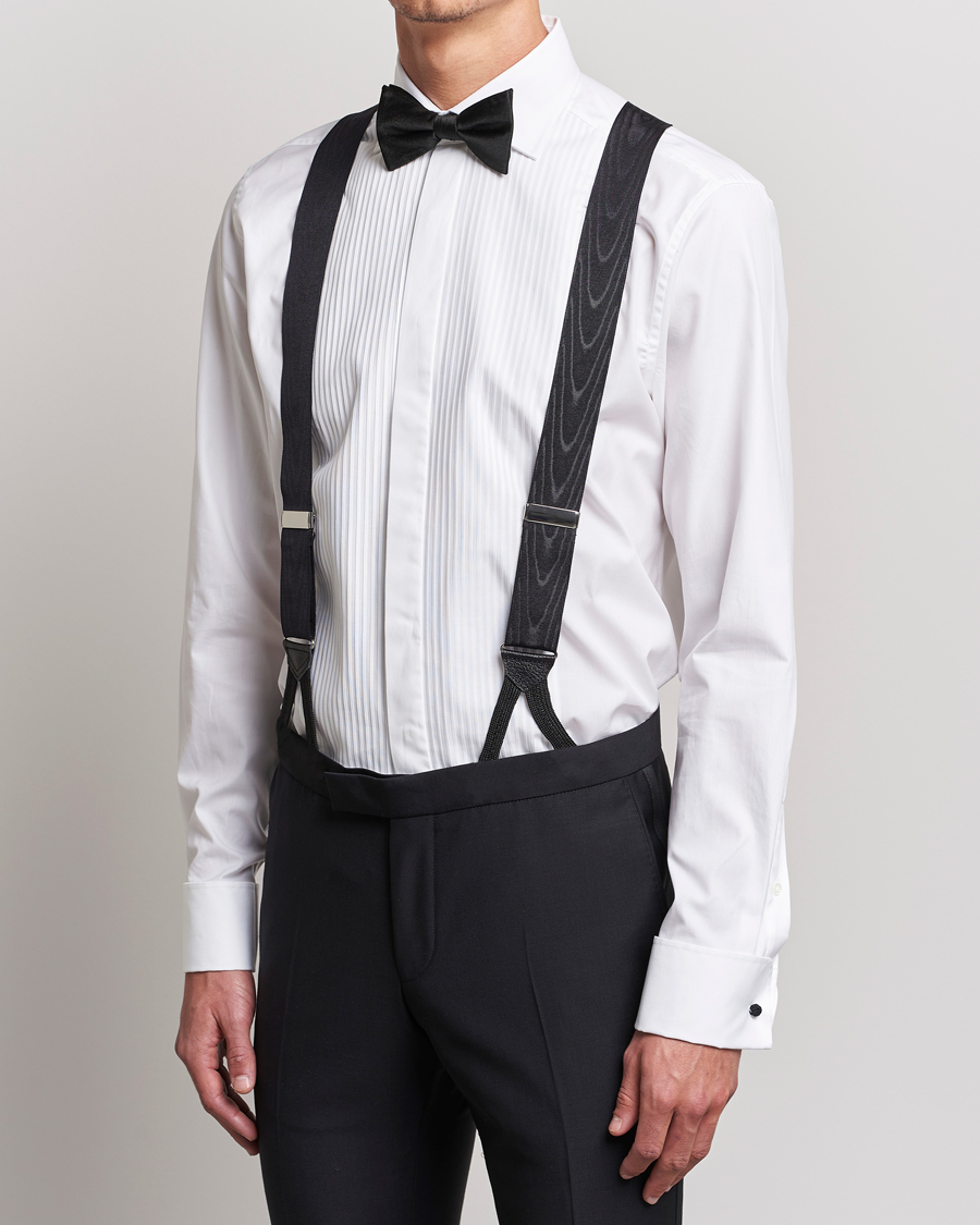 Uomini | Albert Thurston Moiré Braces 40mm Black | Albert Thurston | Moiré Braces 40mm Black