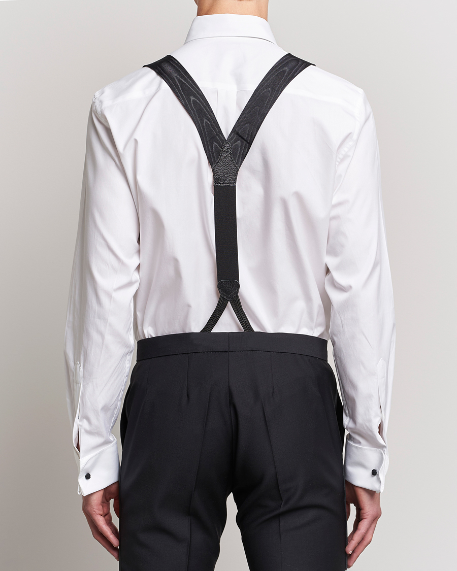 Uomini | Albert Thurston Moiré Braces 40mm Black | Albert Thurston | Moiré Braces 40mm Black