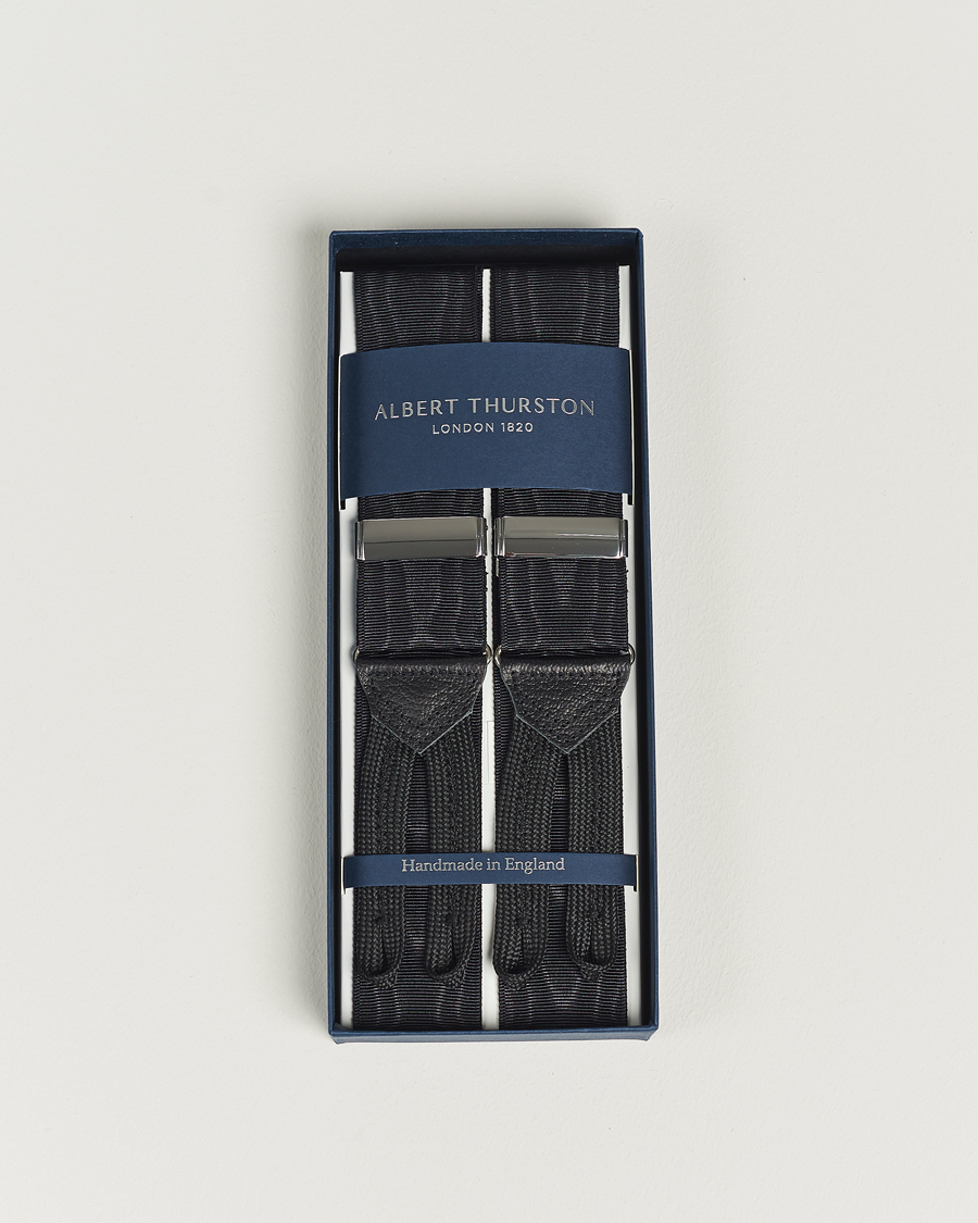 Uomini | Albert Thurston Moiré Braces 40mm Black | Albert Thurston | Moiré Braces 40mm Black