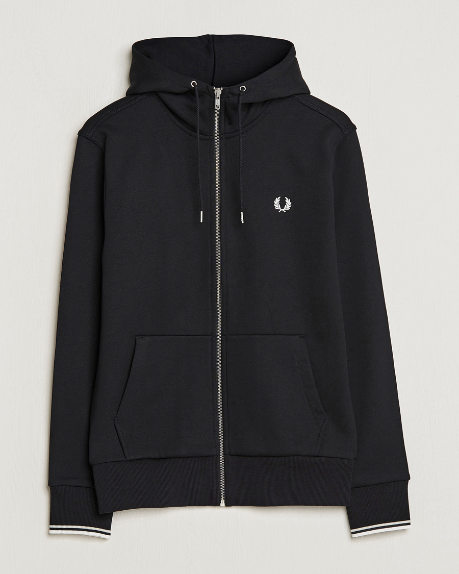 Uomini | Maglieria | Fred Perry | Full Zip Hooded Sweatshirt Black