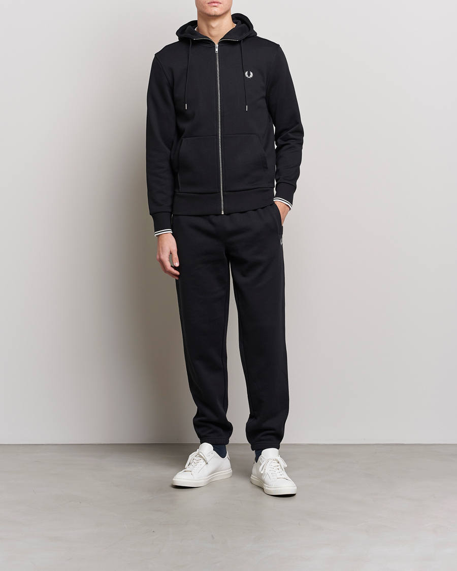 Uomini | Maglieria | Fred Perry | Full Zip Hooded Sweatshirt Black