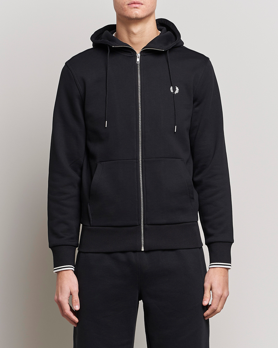 Uomini | Maglieria | Fred Perry | Full Zip Hooded Sweatshirt Black