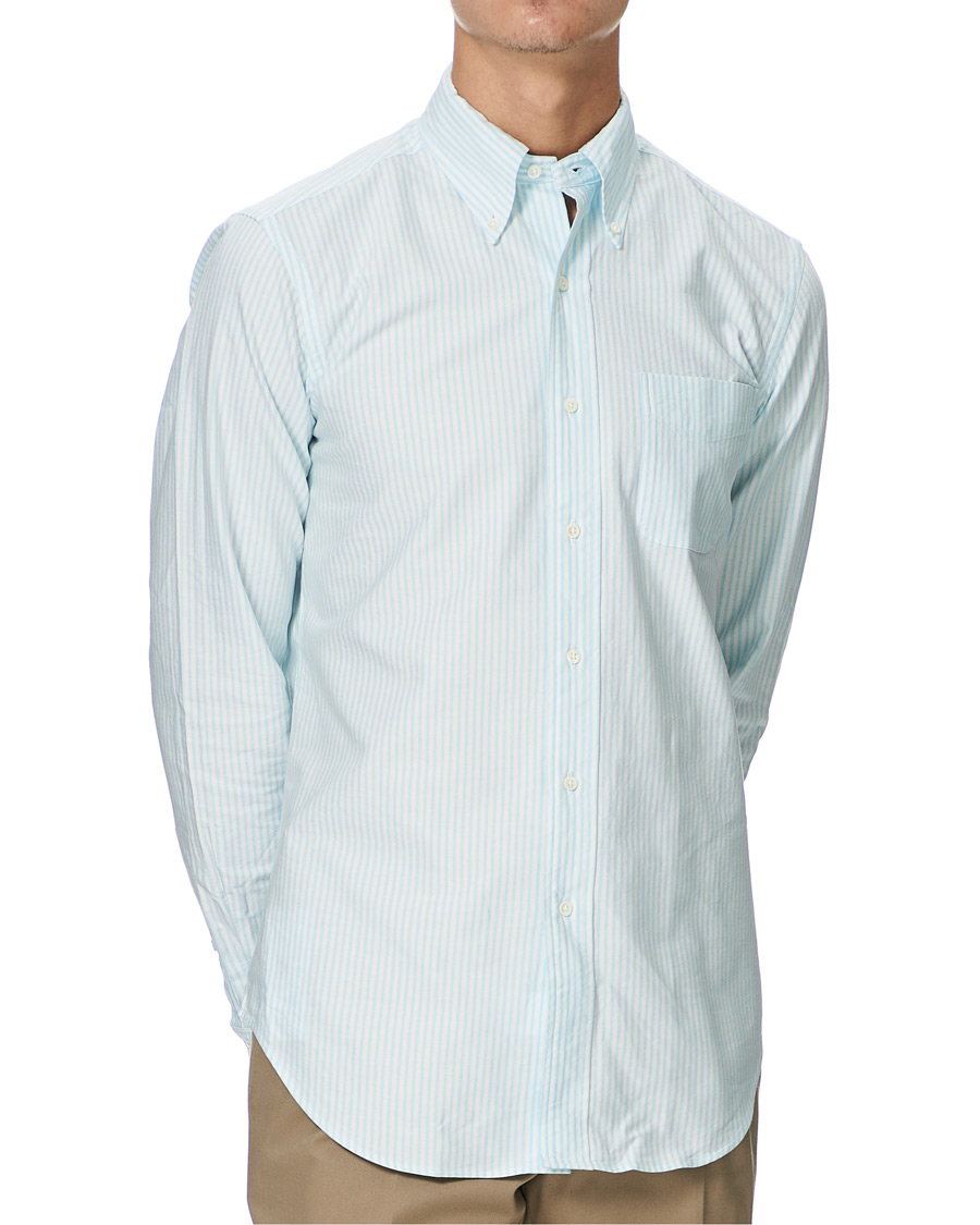 Uomini | Camicie | Kamakura Shirts | Slim Fit Oxford BD Sport Shirt Light Blue Stripe