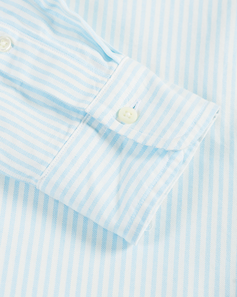 Uomini | Camicie | Kamakura Shirts | Slim Fit Oxford BD Sport Shirt Light Blue Stripe