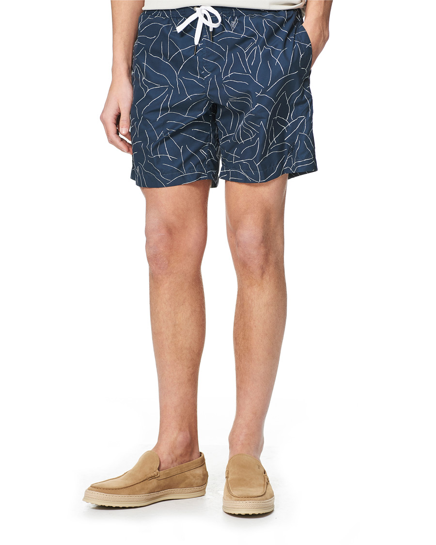 Uomini | Costumi da bagno | Brioni | Foliage Print Swim Trunks Navy