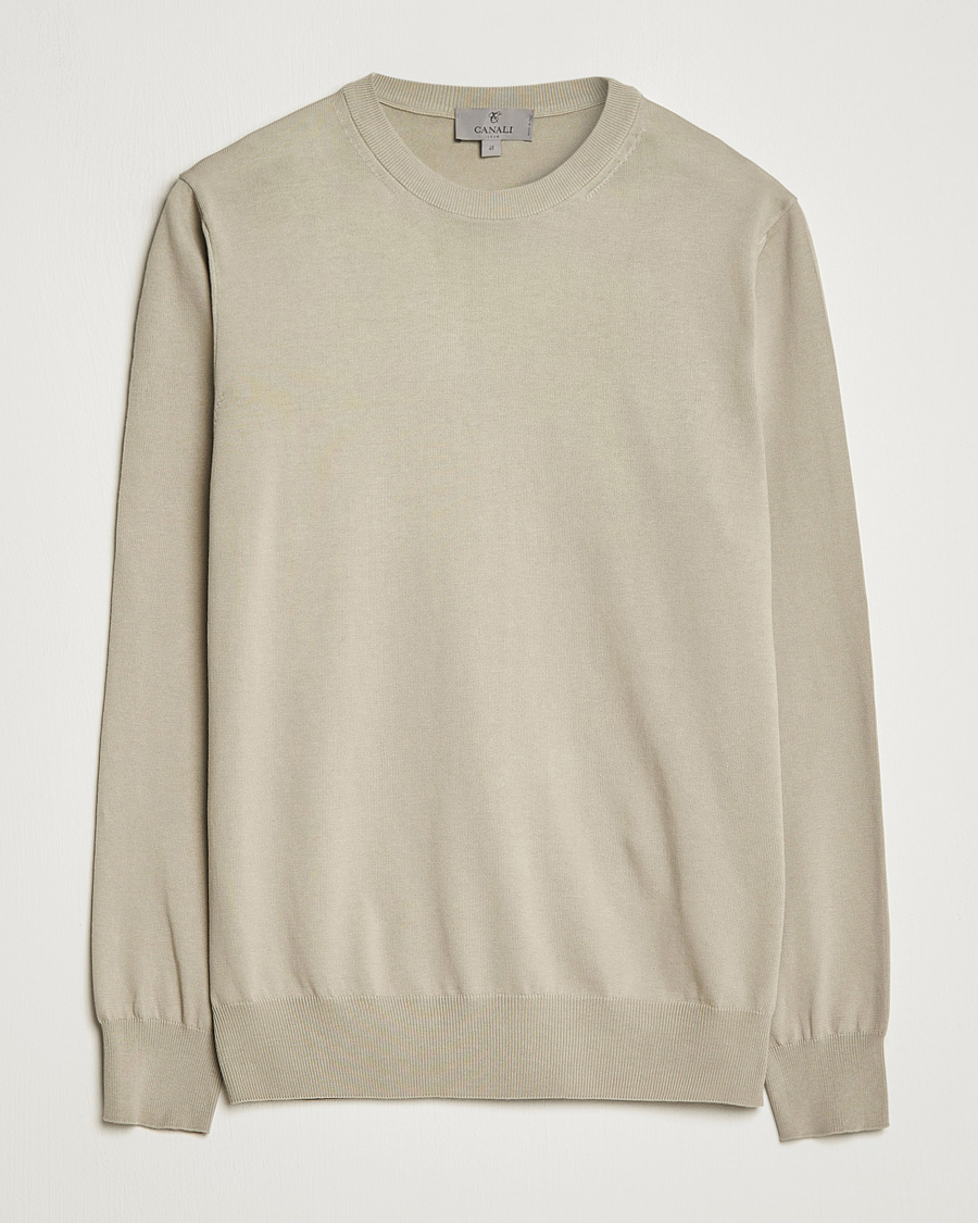 Uomini | Maglieria | Canali | Cotton Crew Neck Pullover Sage