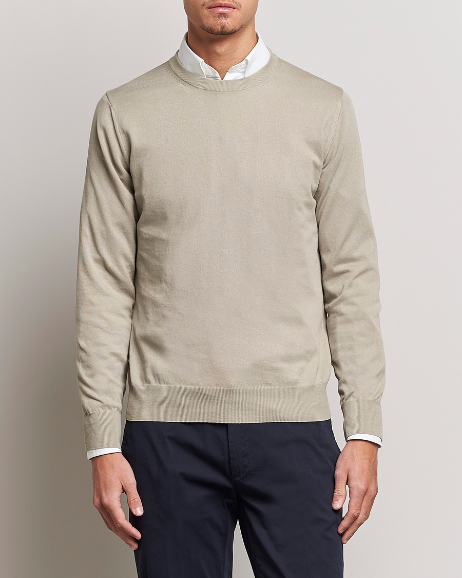 Uomini | Maglieria | Canali | Cotton Crew Neck Pullover Sage
