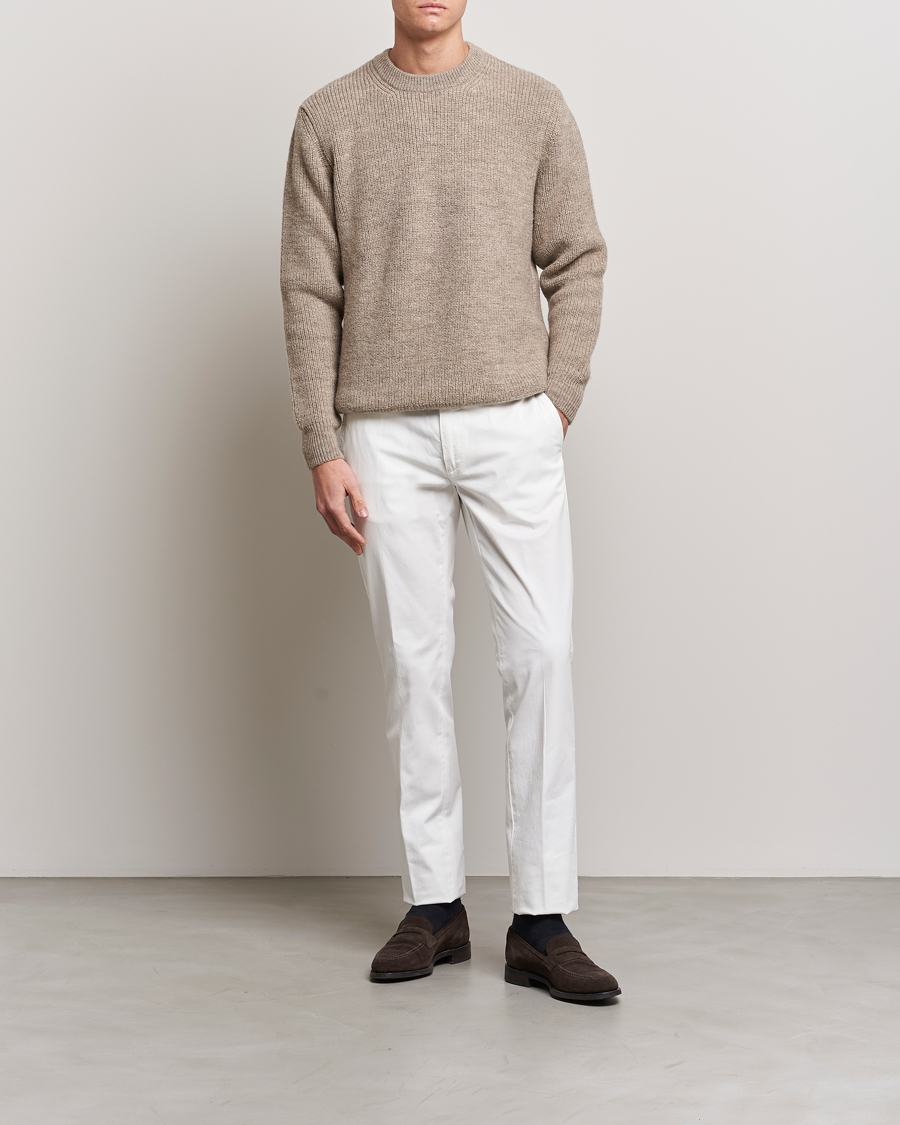 Uomini | Pantaloni | Canali | Cotton Stretch Chinos Optical White