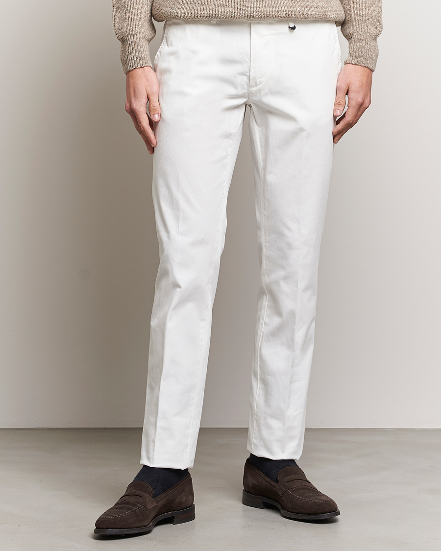 Uomini | Pantaloni | Canali | Cotton Stretch Chinos Optical White