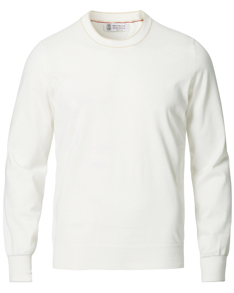 Uomini | Maglieria | Brunello Cucinelli | Contrast Collar Crew Neck Sweater Panama