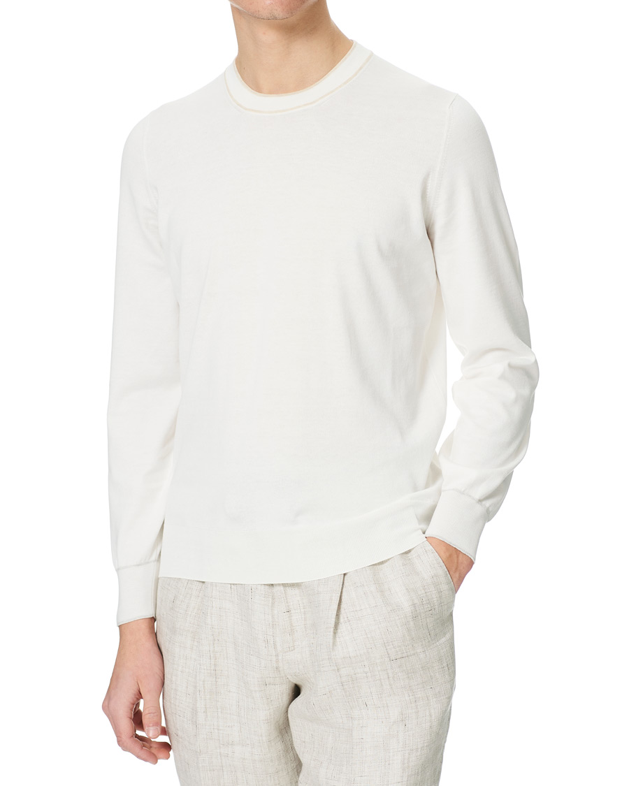 Uomini | Maglieria | Brunello Cucinelli | Contrast Collar Crew Neck Sweater Panama