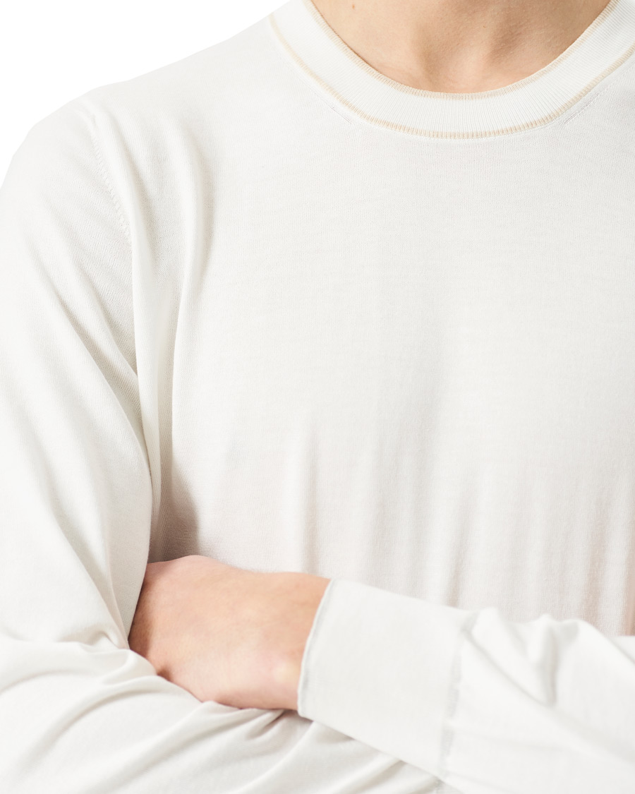 Uomini | Maglieria | Brunello Cucinelli | Contrast Collar Crew Neck Sweater Panama