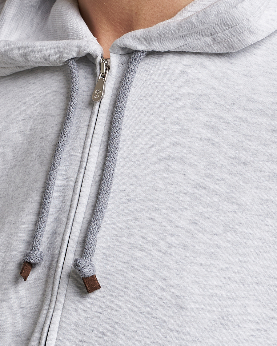Uomini | Maglieria | Brunello Cucinelli | Soft Cotton Zip Hoodie Pearl Grey