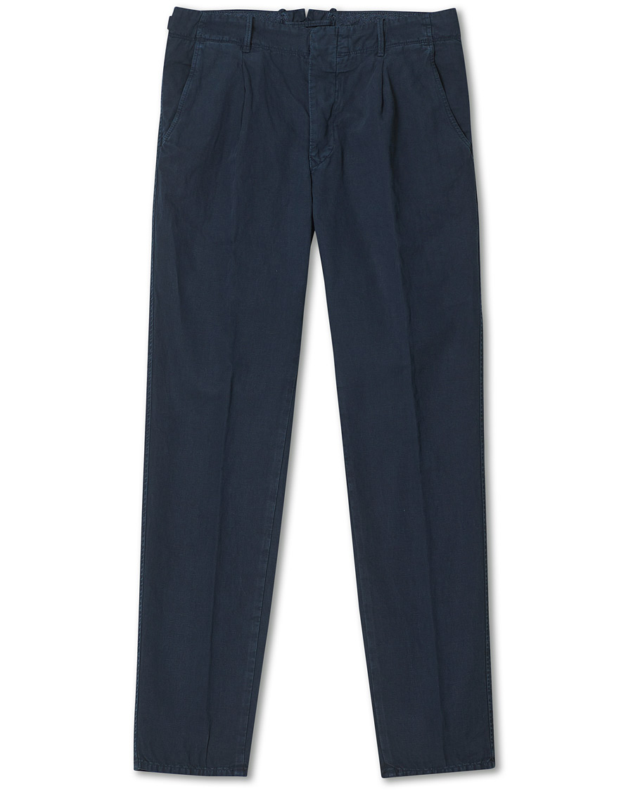 Uomini | Pantaloni | Incotex | Tapered Fit Cotton Trousers Navy