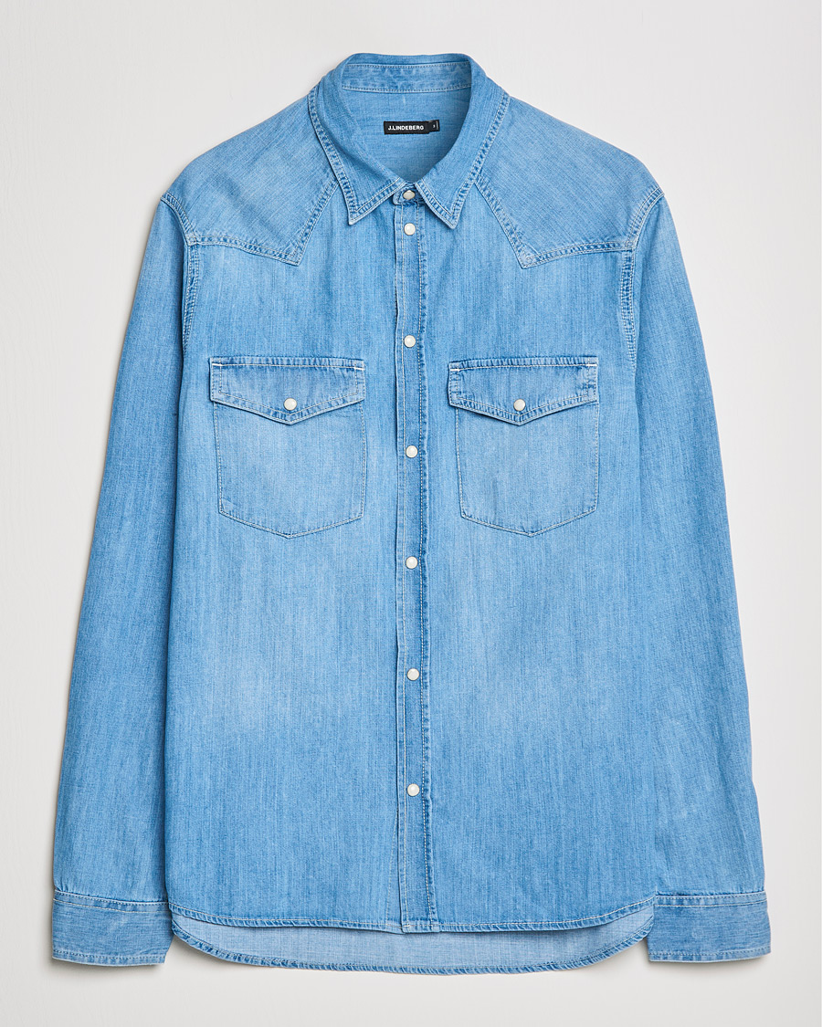 Uomini | Camicie | J.Lindeberg | Carson Western Denim Shirt Bleached Denim