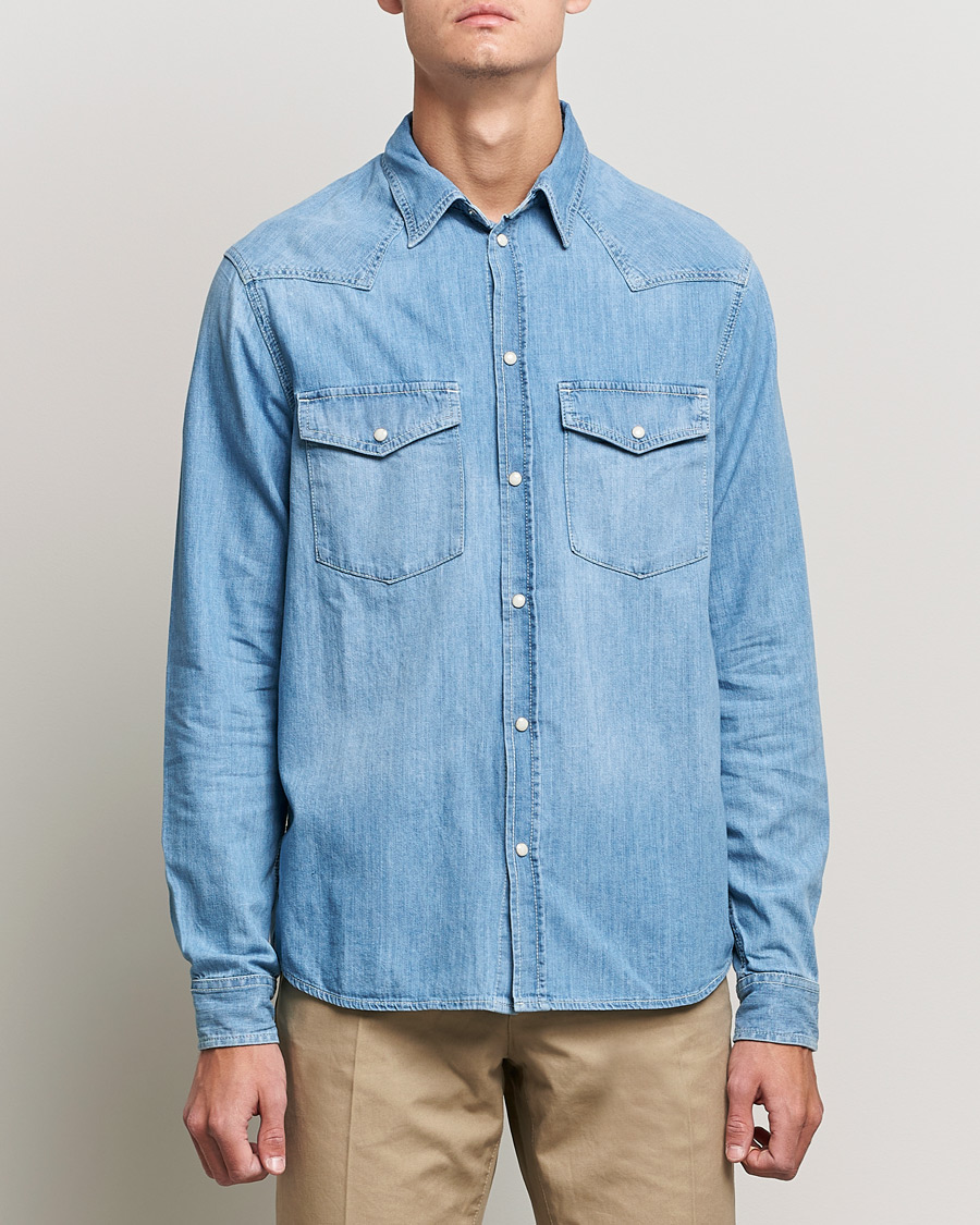Uomini | Camicie | J.Lindeberg | Carson Western Denim Shirt Bleached Denim