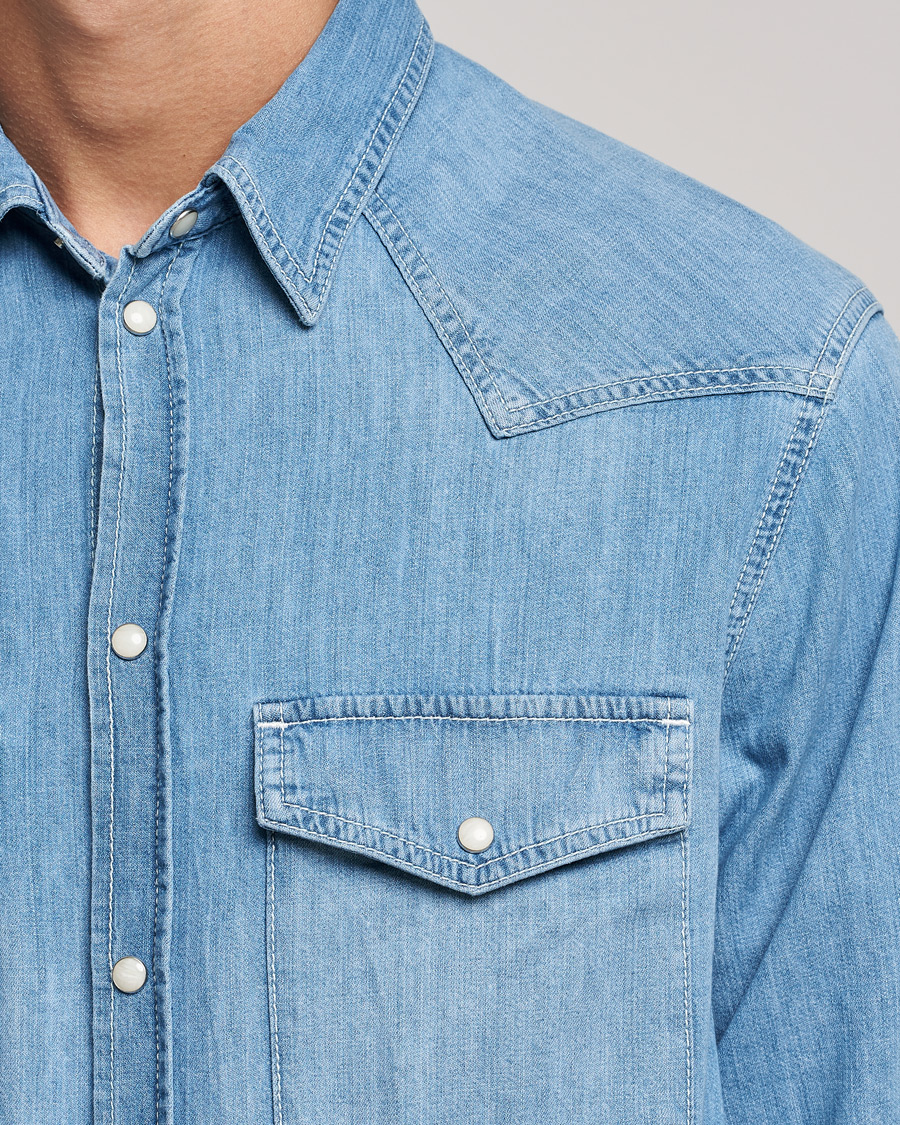 Uomini | Camicie | J.Lindeberg | Carson Western Denim Shirt Bleached Denim