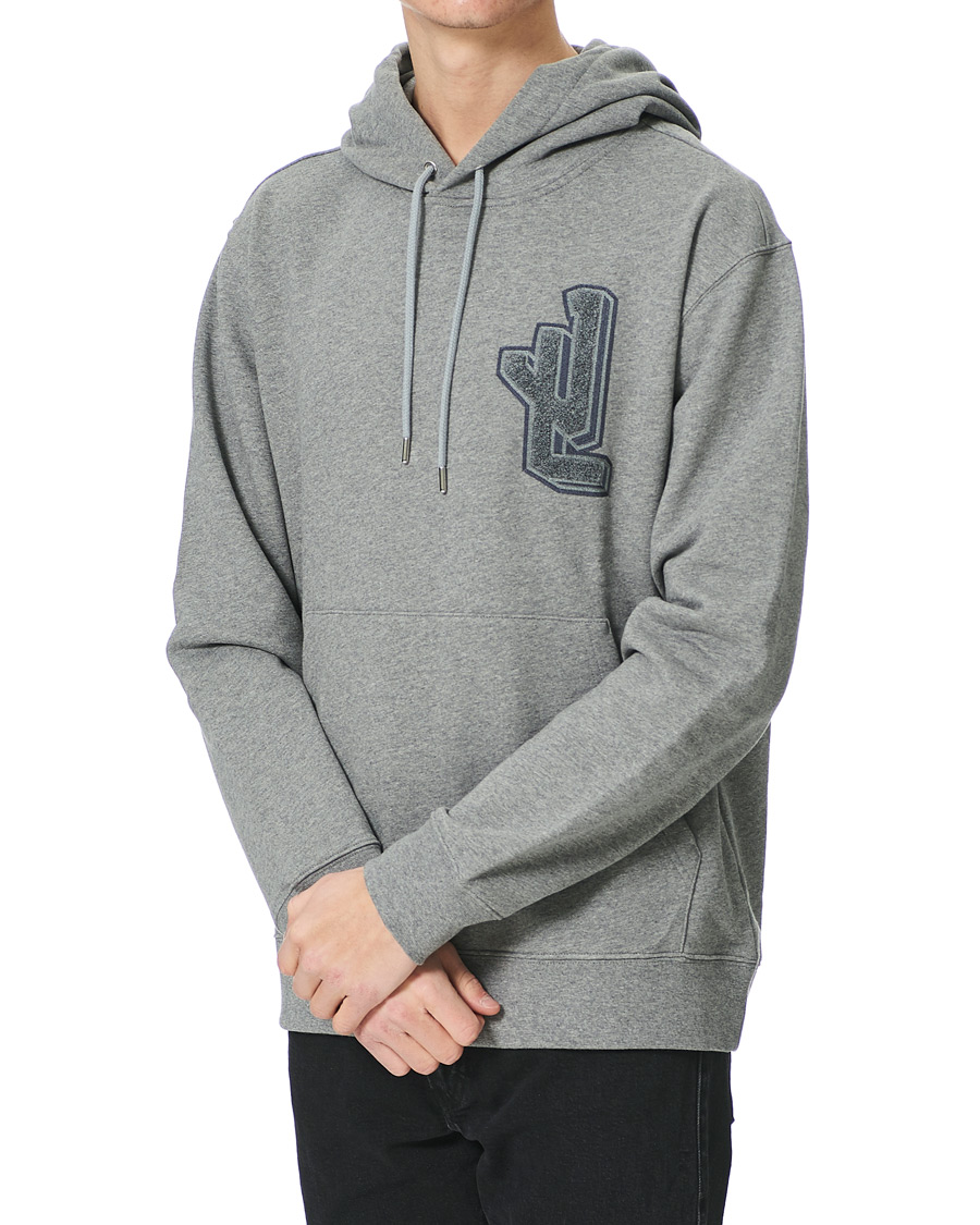 Uomini | Maglieria | J.Lindeberg | Tony Patch Hoodie Mid Grey Melange