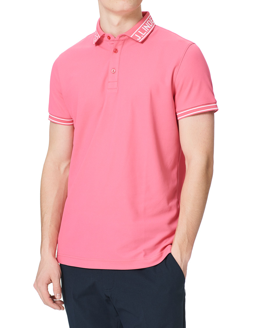 Uomini | Polo | J.Lindeberg | Austin Regular Golf Polo Hot Pink