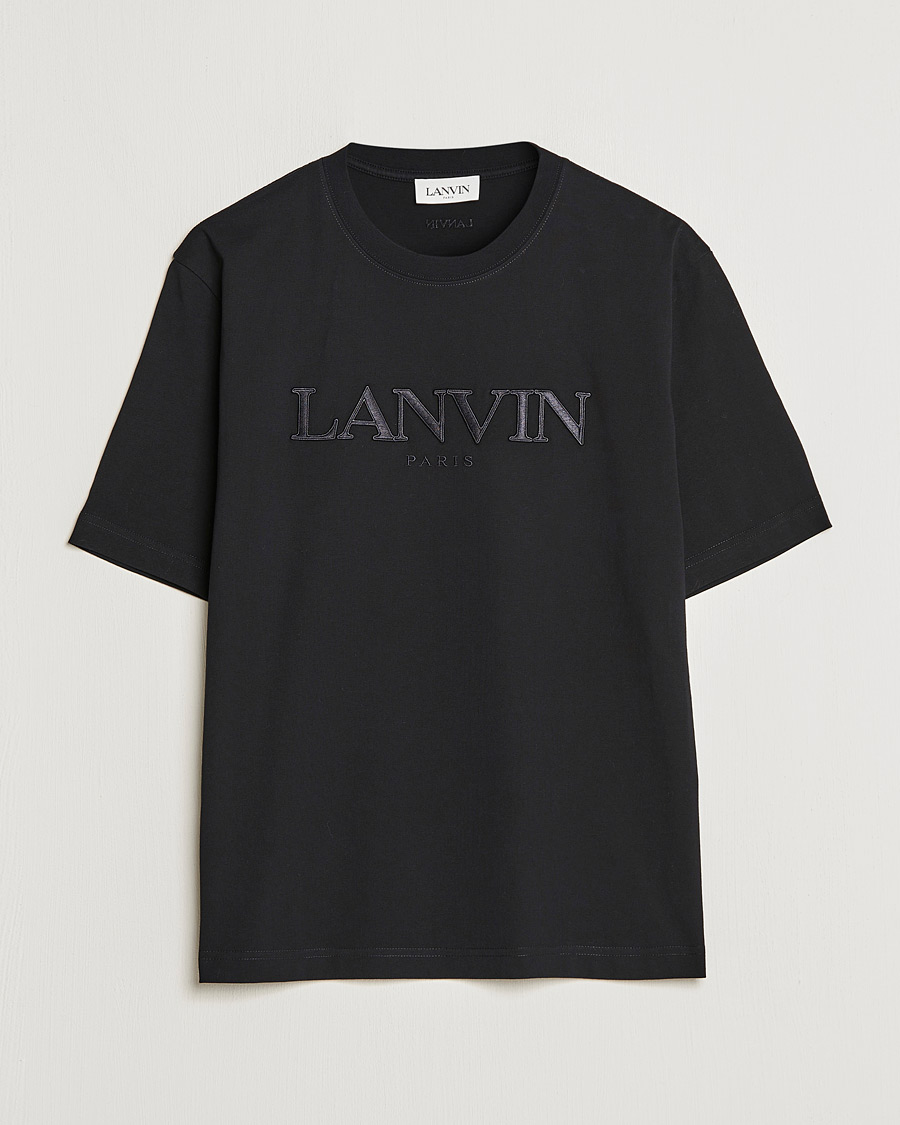 Uomini | T-shirt | Lanvin | Embroidered Tonal Logo T-Shirt Black