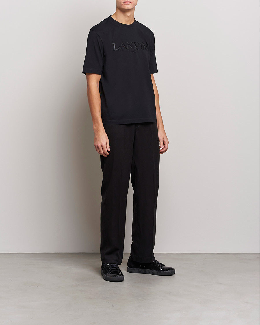 Uomini | T-shirt | Lanvin | Embroidered Tonal Logo T-Shirt Black