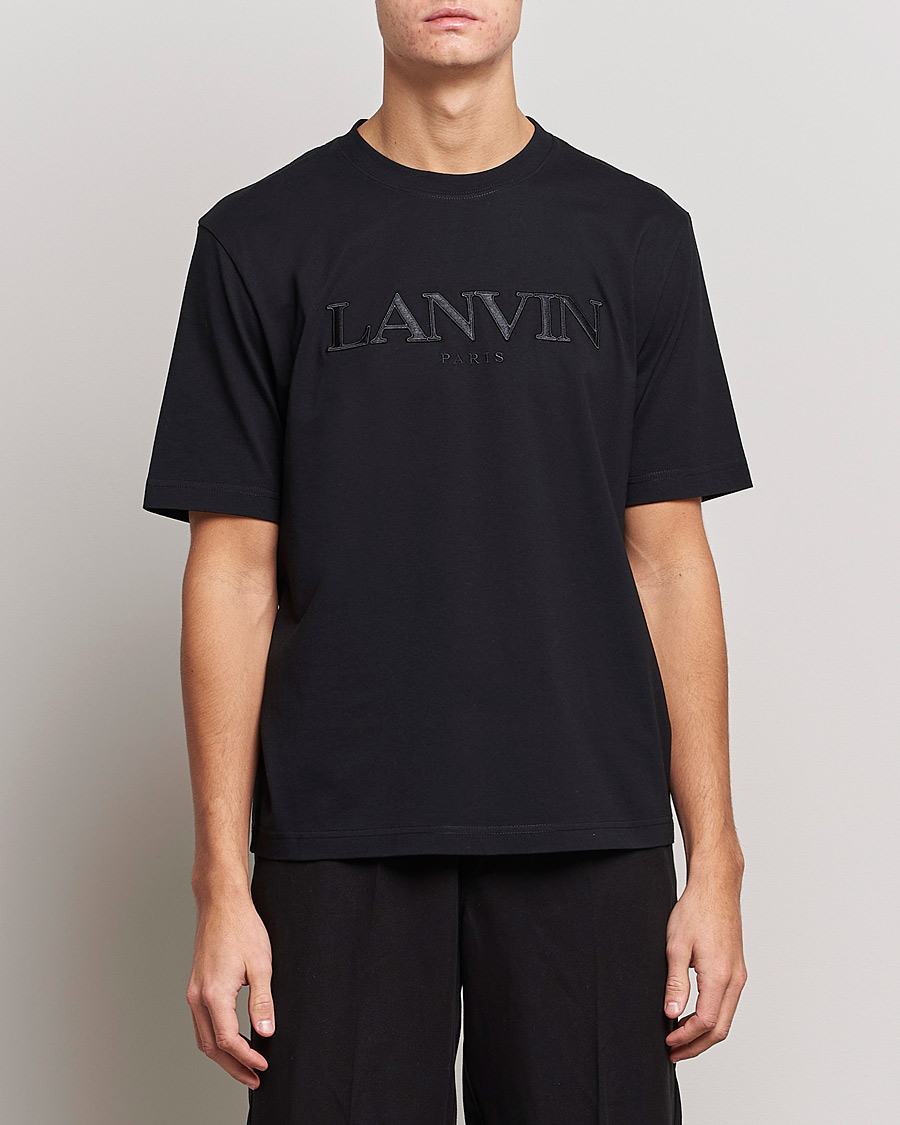 Uomini | T-shirt | Lanvin | Embroidered Tonal Logo T-Shirt Black