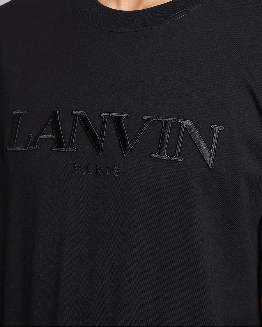 Uomini | T-shirt | Lanvin | Embroidered Tonal Logo T-Shirt Black
