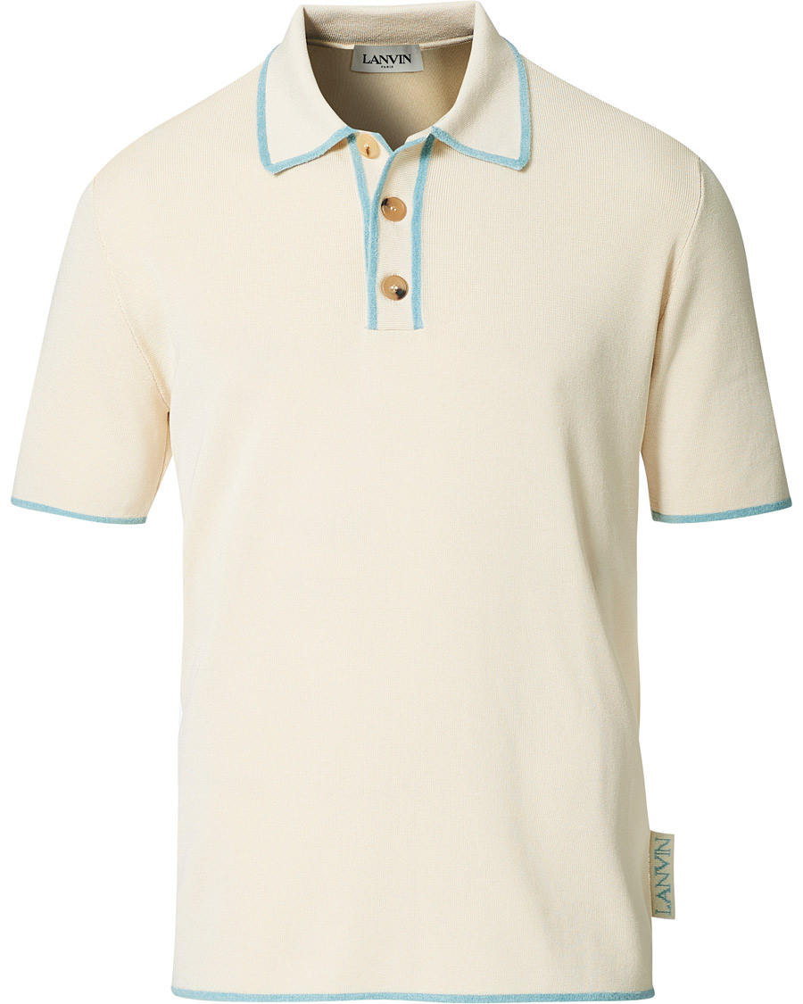 Uomini | Polo | Lanvin | Knitted Short Sleeve Polo Ecru