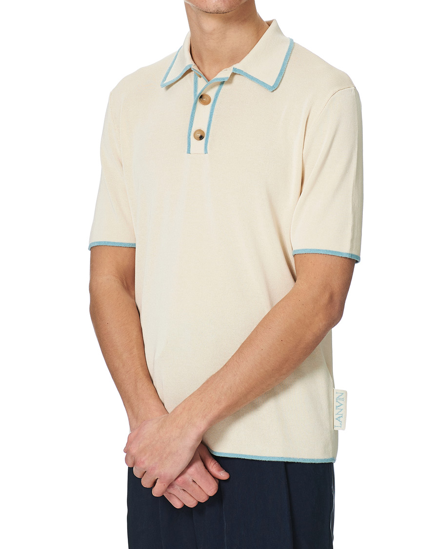 Uomini | Polo | Lanvin | Knitted Short Sleeve Polo Ecru