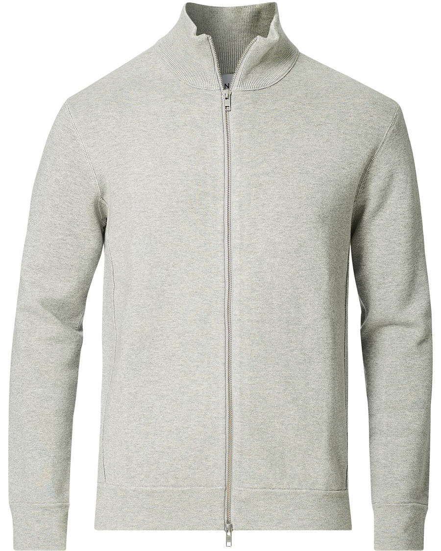 Uomini | Maglieria | NN07 | Luis Knitted Full-Zip Sweater Light Grey Melange