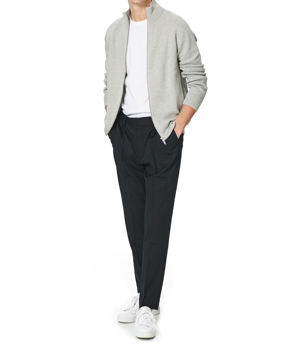 Uomini | Maglieria | NN07 | Luis Knitted Full-Zip Sweater Light Grey Melange