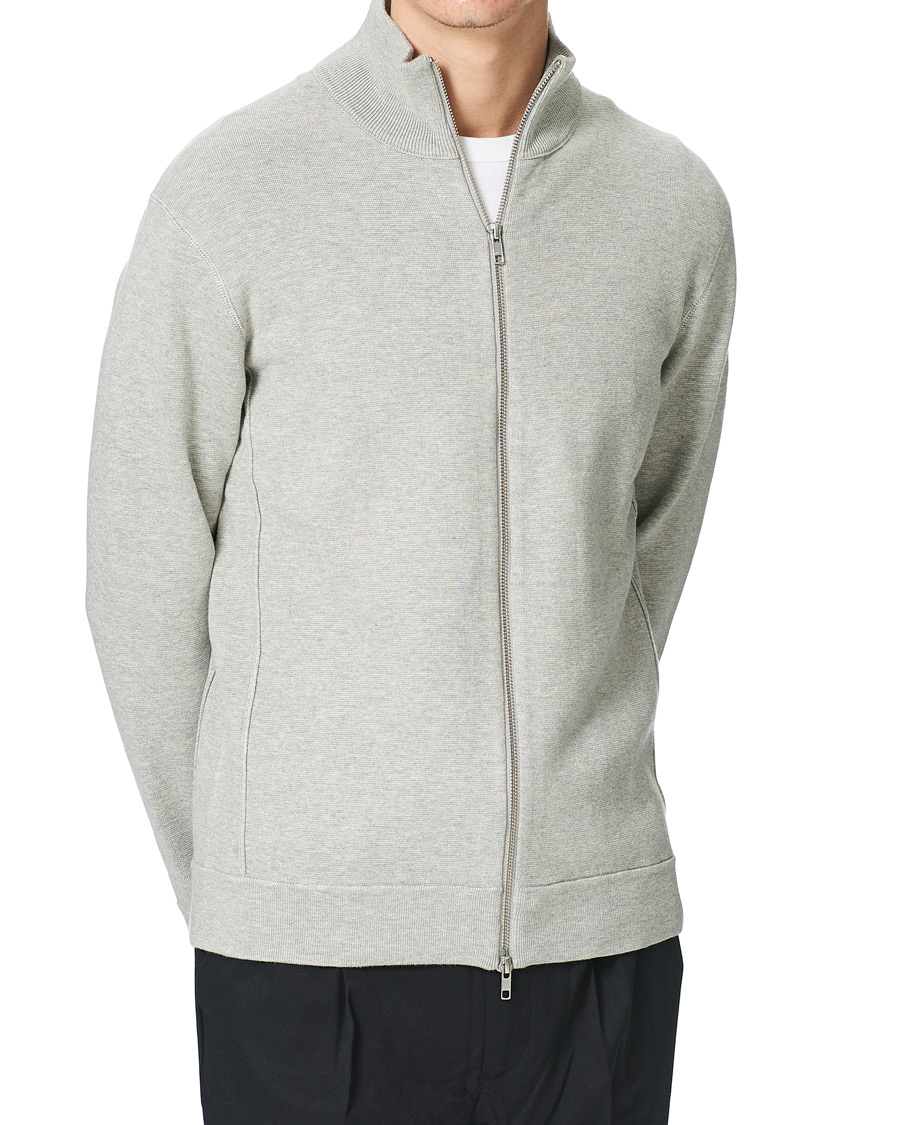 Uomini | Maglieria | NN07 | Luis Knitted Full-Zip Sweater Light Grey Melange