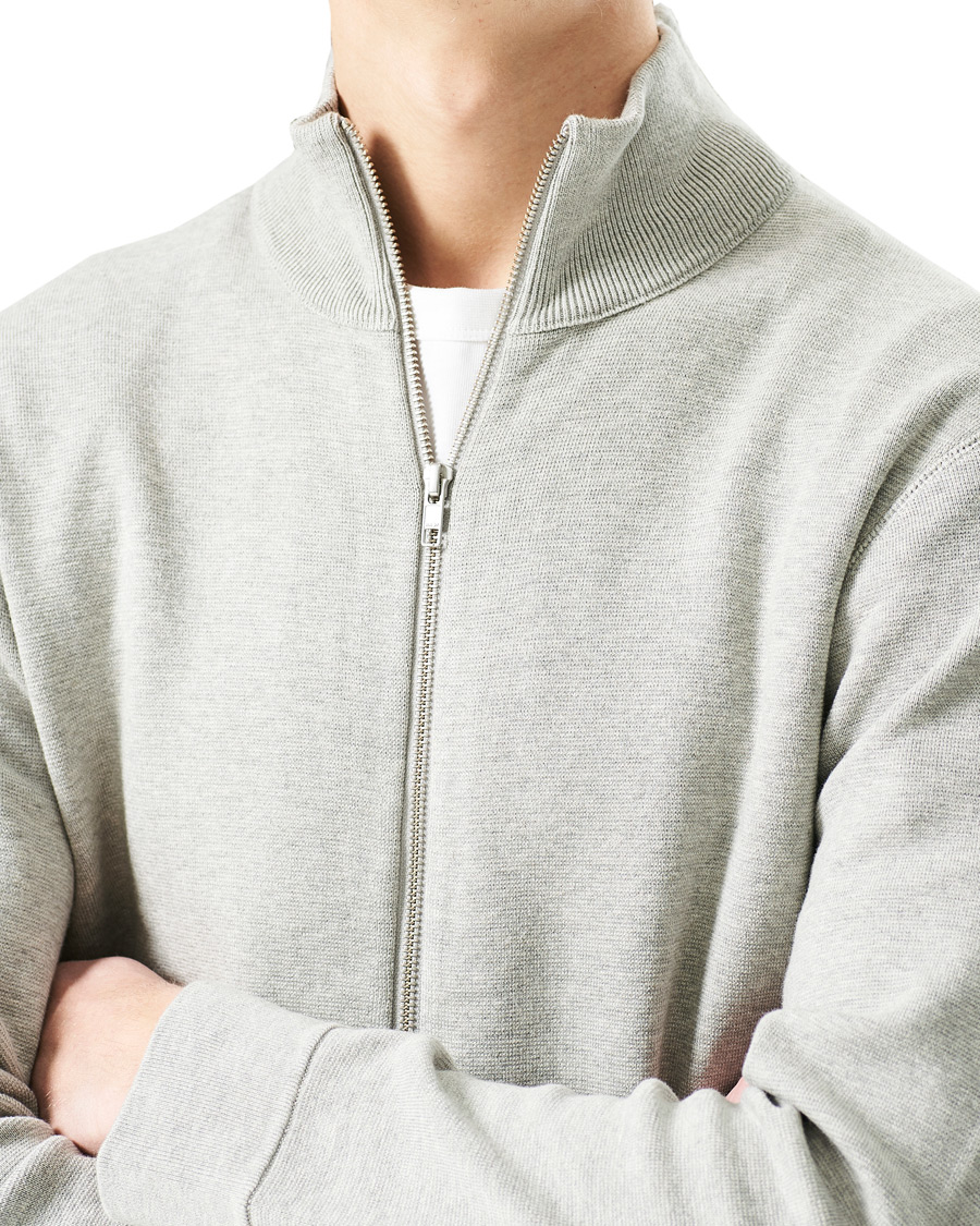 Uomini | Maglieria | NN07 | Luis Knitted Full-Zip Sweater Light Grey Melange