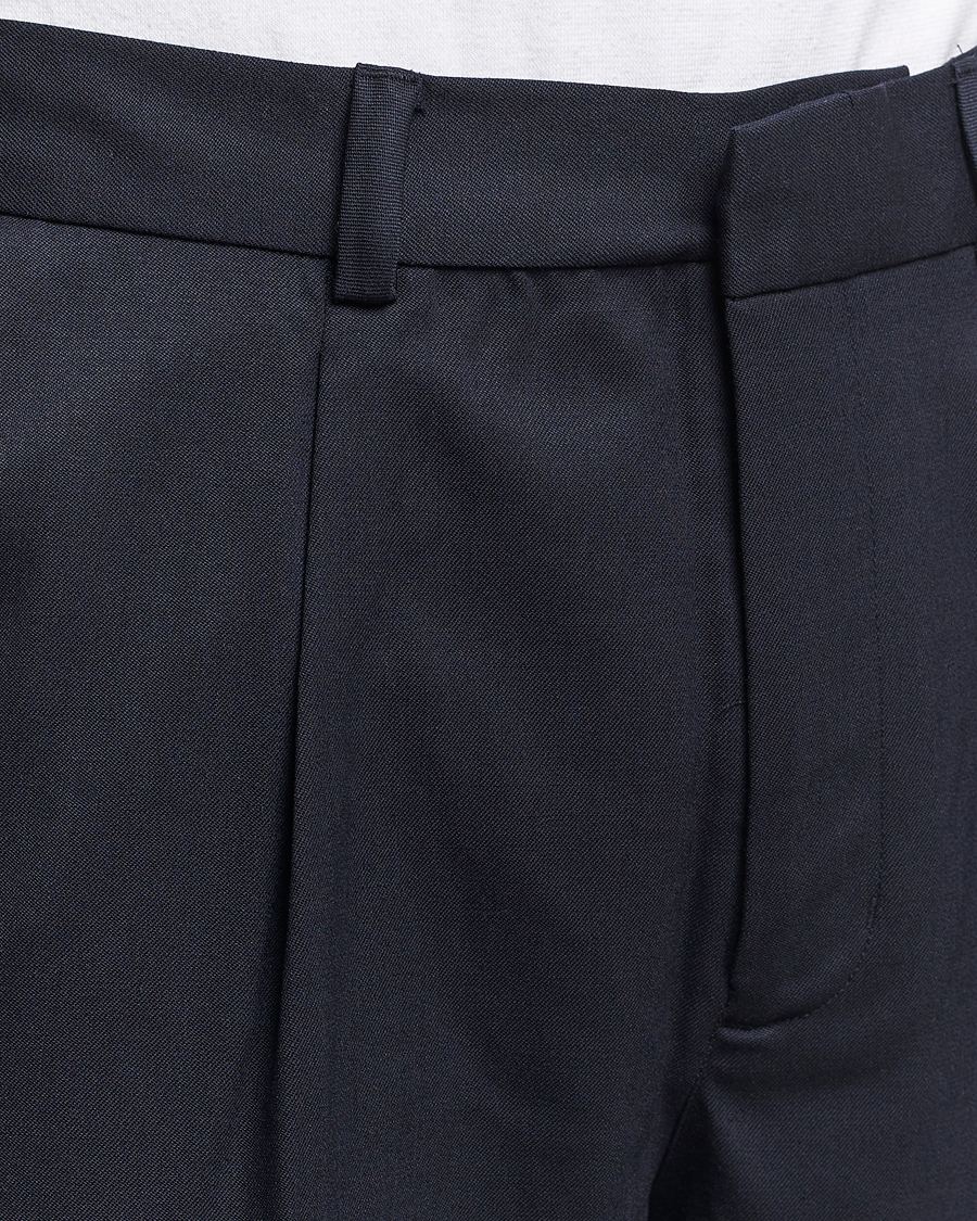 Uomini | Pantaloni | A Day's March | Smart Trousers Wool Twill Navy