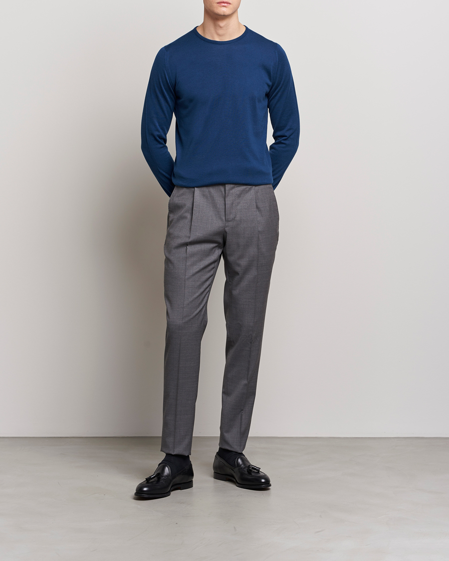 Uomini | Maglieria | John Smedley | Hatfield Sea Island Crew Neck Indigo
