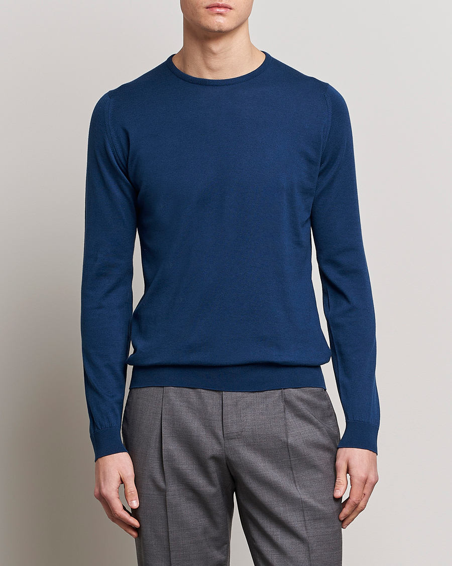 Uomini | Maglieria | John Smedley | Hatfield Sea Island Crew Neck Indigo