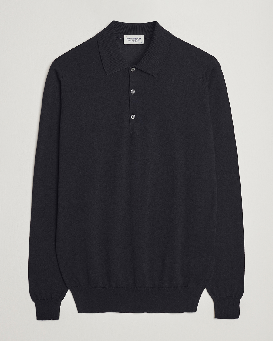 Uomini | Maglieria | John Smedley | Belper Wool/Cotton Polo Pullover Navy