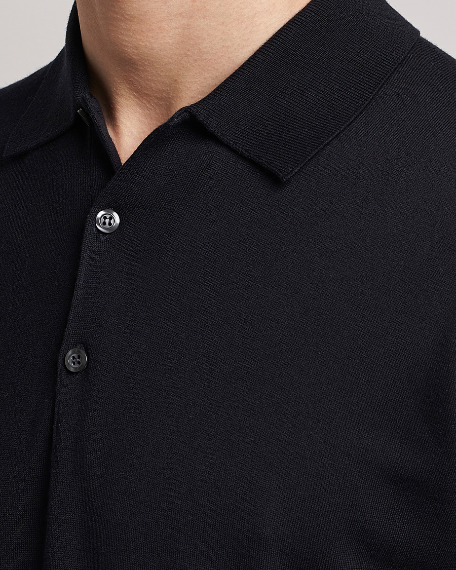 Uomini | Maglieria | John Smedley | Belper Wool/Cotton Polo Pullover Navy
