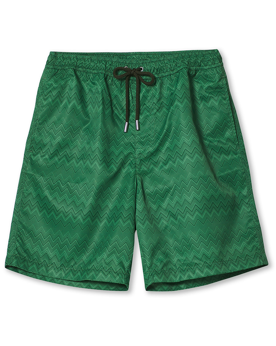 Uomini | Costumi da bagno | Missoni | Tonal Zig Zag Swim Shorts Dark Green