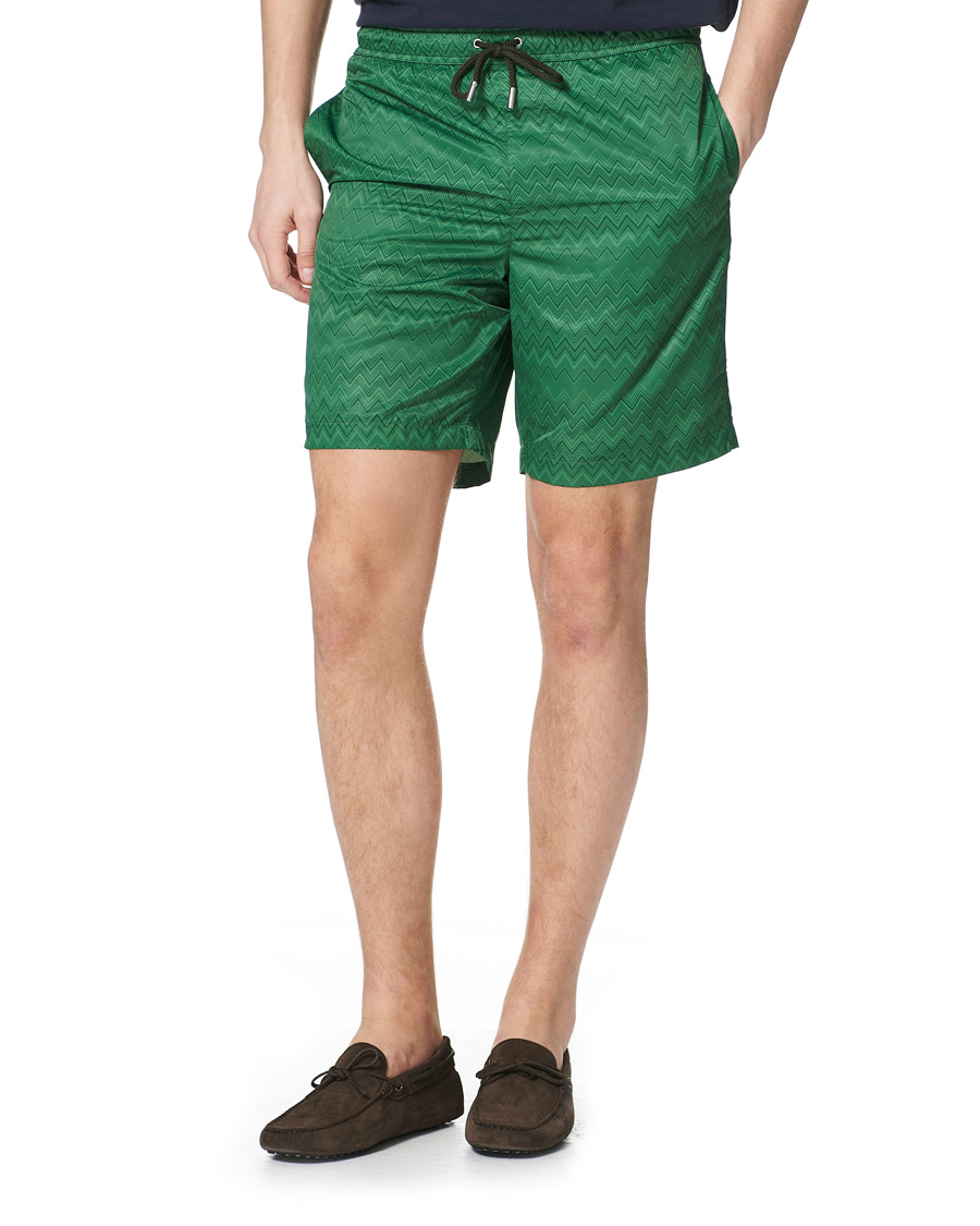 Uomini | Costumi da bagno | Missoni | Tonal Zig Zag Swim Shorts Dark Green