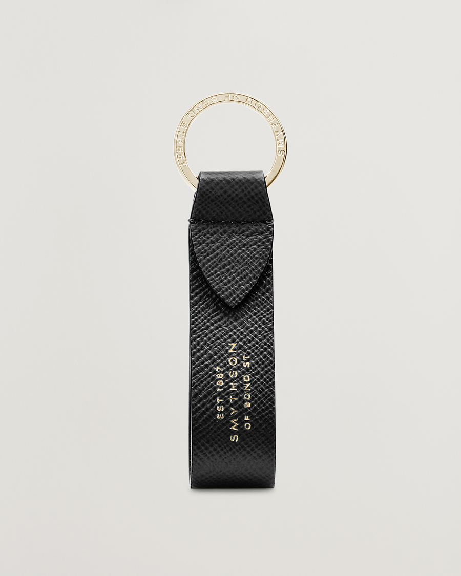 Uomini | Portachiavi | Smythson | Panama Leather Keyring Black