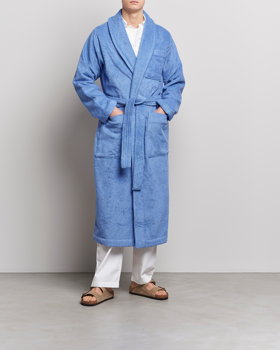 Uomini | Accappatoi & Pigiami | Tekla | Organic Terry Classic Bathrobe Clear Blue