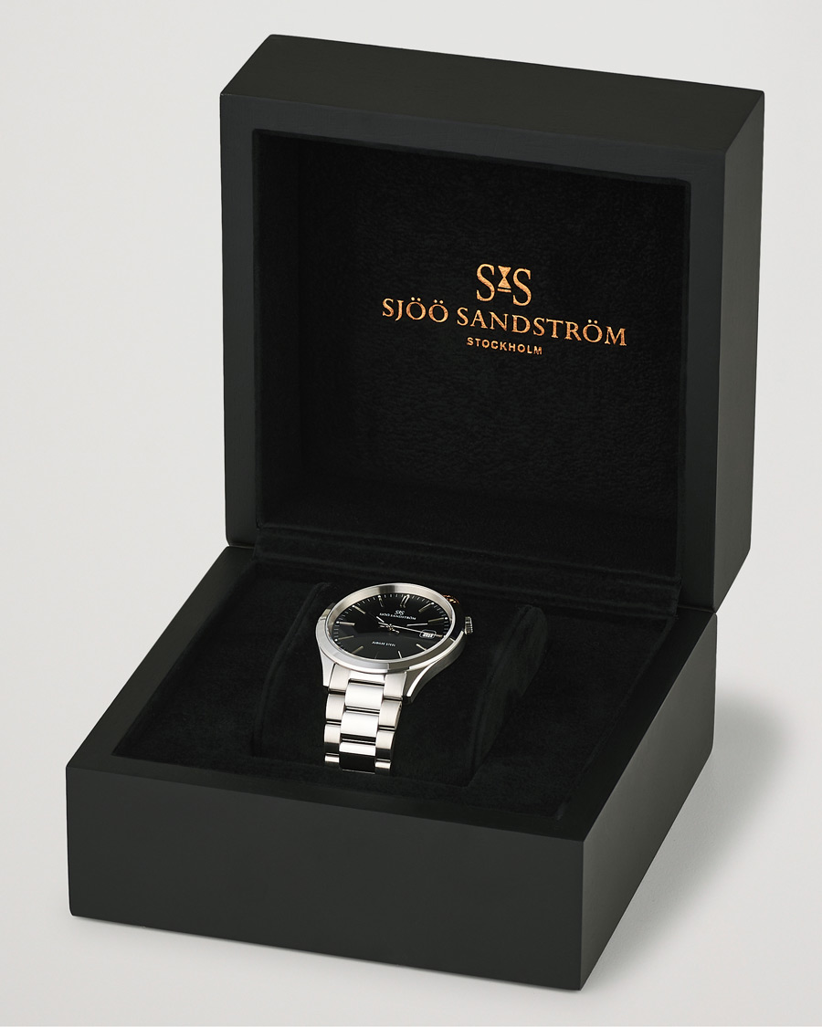 Uomini | Sjöö Sandström Jubilee Steel Quartz 40mm Black/Steel | Sjöö Sandström | Jubilee Steel Quartz 40mm Black/Steel