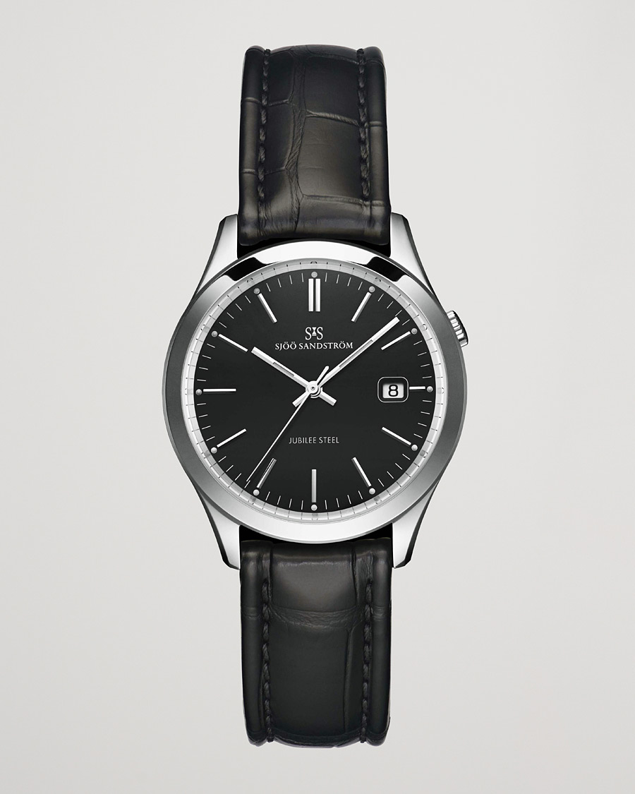 Uomini | Sjöö Sandström Jubilee Steel Quartz 40mm Black/Black Calf | Sjöö Sandström | Jubilee Steel Quartz 40mm Black/Black Calf