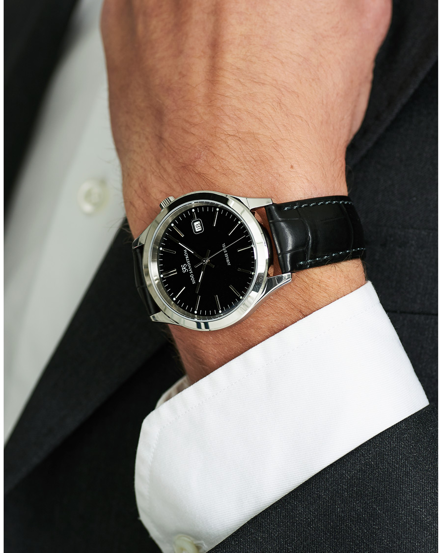 Uomini | Sjöö Sandström Jubilee Steel Quartz 40mm Black/Black Calf | Sjöö Sandström | Jubilee Steel Quartz 40mm Black/Black Calf