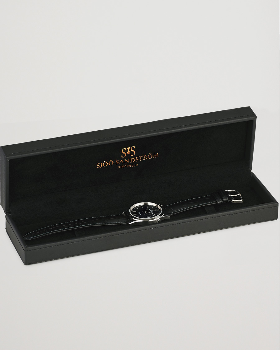 Uomini | Sjöö Sandström Jubilee Steel Quartz 40mm Black/Black Calf | Sjöö Sandström | Jubilee Steel Quartz 40mm Black/Black Calf